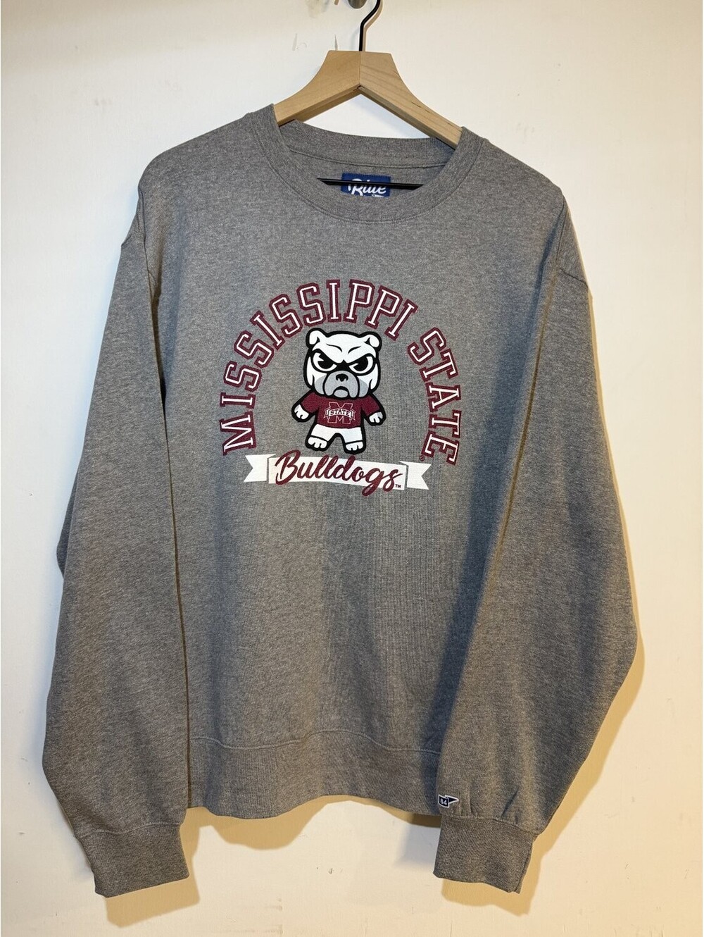 Blue 84 Mississippi State Bulldogs Crewneck Sweatshirt Mens L Gray College Ncaa